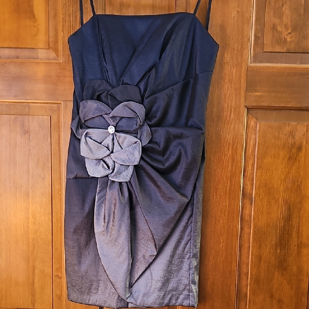 Elegant Black Dress with Floral Detail